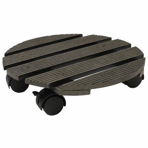 Jack 29cm Round Charcoal Pot Trolley - WPC, 100kg Capacity, Locking Wheels