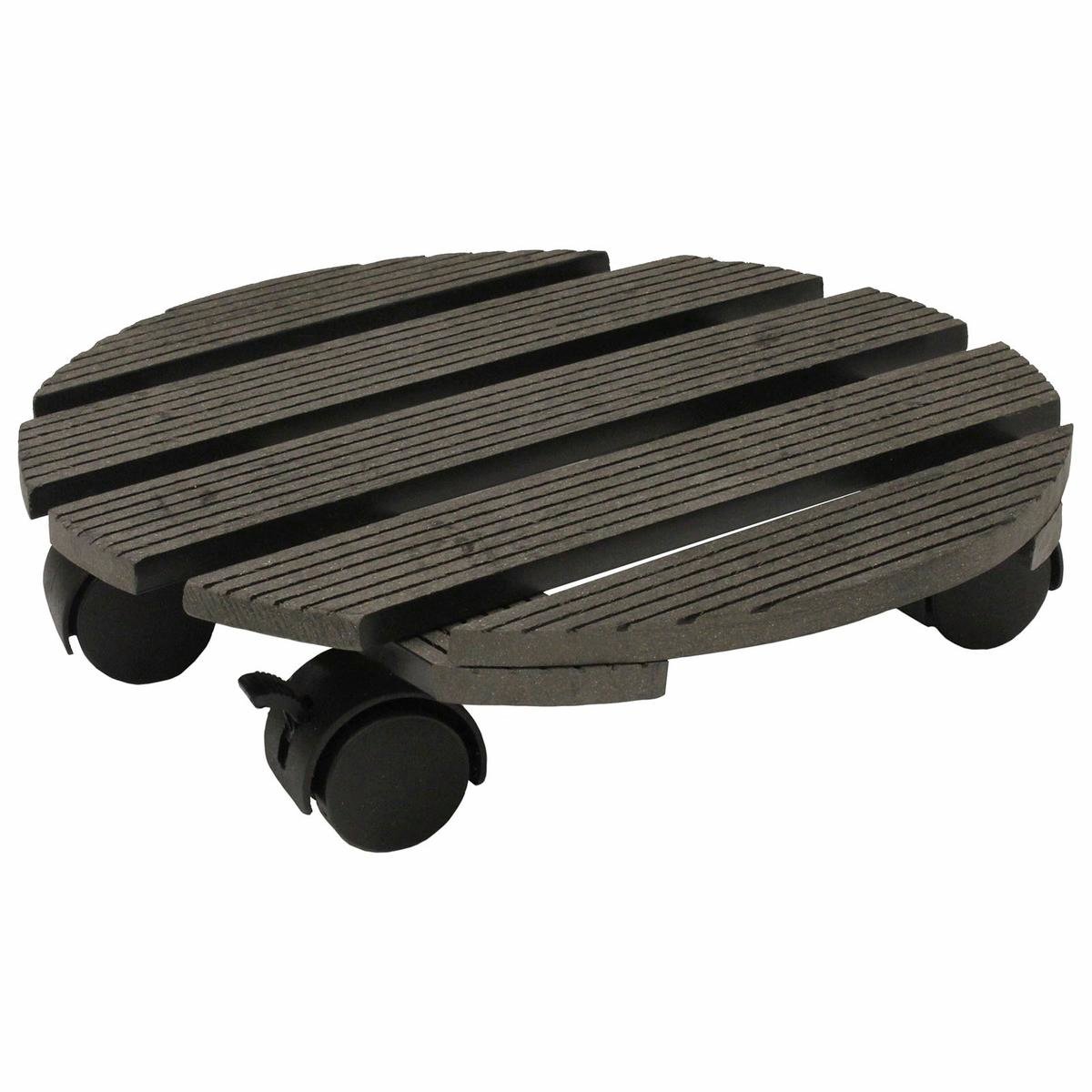 Jack 29cm Round Charcoal Pot Trolley - WPC, 100kg Capacity, Locking Wheels