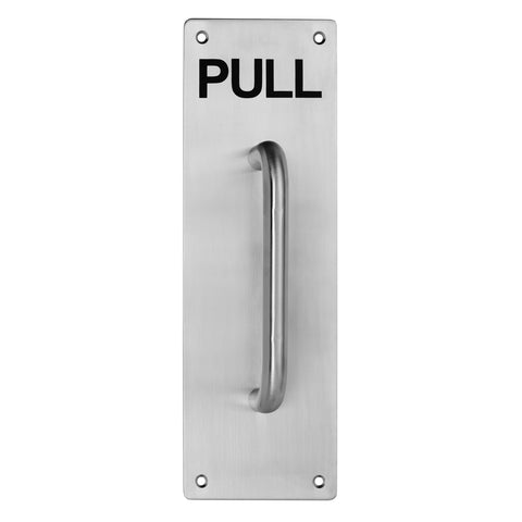 Lemaar Engraved D Pull Handle on Plate 250 x 65mm DDA Satin 304 Stainless, Indoor Outdoor