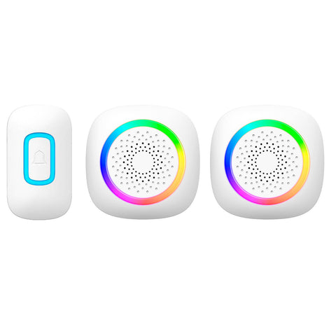 Arlec White 200m Wireless Dual Plug-in RGB Door Chime With Push Button DCAP02-2