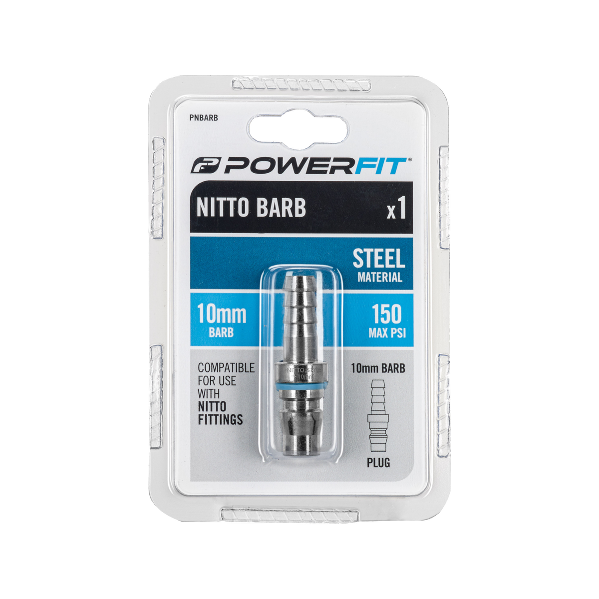 Powerfit Nitto Style Barbed Plug - 10mm - Steel - 150PSI - SuperSaverAU - view 2