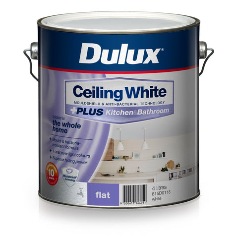 Dulux 4L White Ceiling +PLUS Kitchen & Bathroom Paint