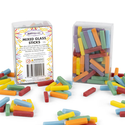 Mandala Art Mixed Glass Sticks Mosaic Tiles - Assorted Colours, Indoor & Outdoor, Kids 6+