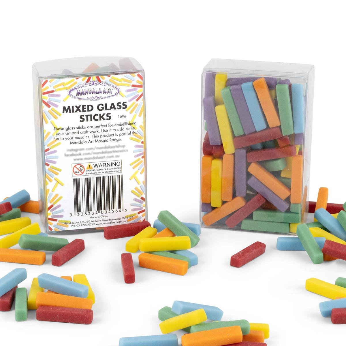 Mandala Art Mixed Glass Sticks Mosaic Tiles - Assorted Colours, Indoor & Outdoor, Kids 6+