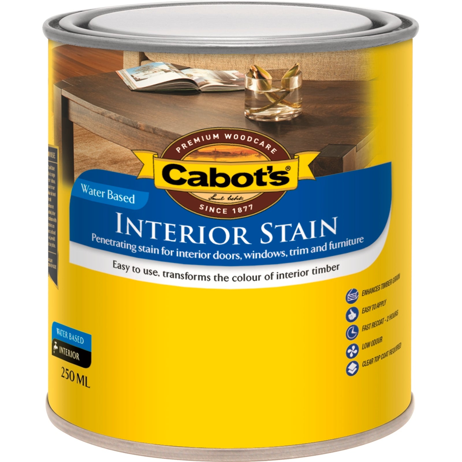 Cabot's Cedar Water Based Interior Stain 250ml - Low Odour, UV Resistant