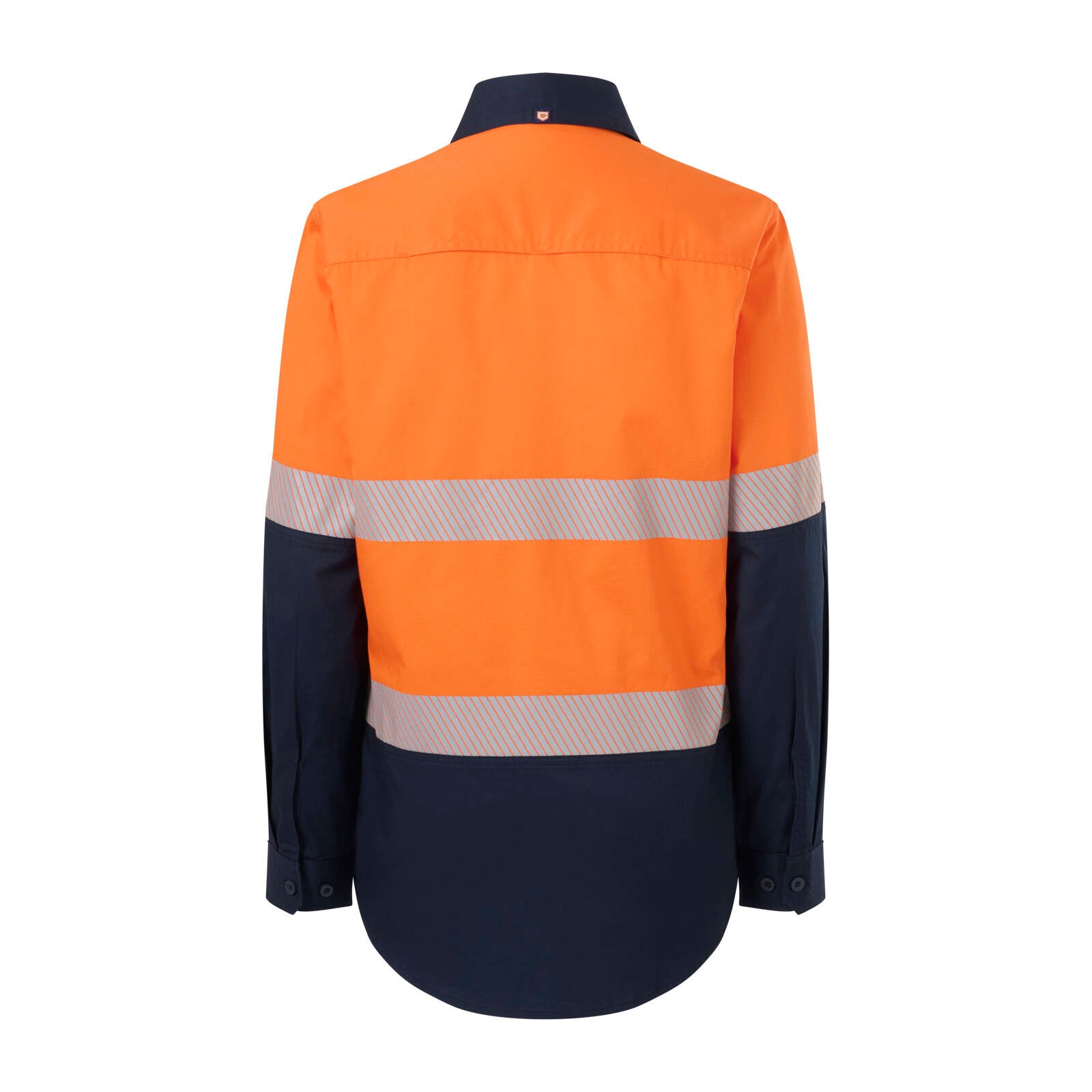 Citeco Women's Orange/Navy Hi Vis Taped Long Sleeve Shirt - Cotton, Size 12