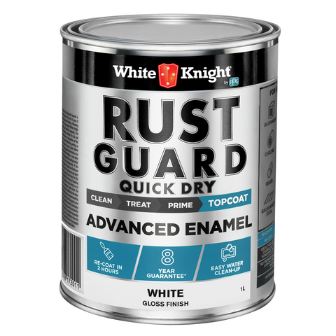 White Knight Rust Guard 1L White Gloss Quick Dry Advanced Enamel Paint