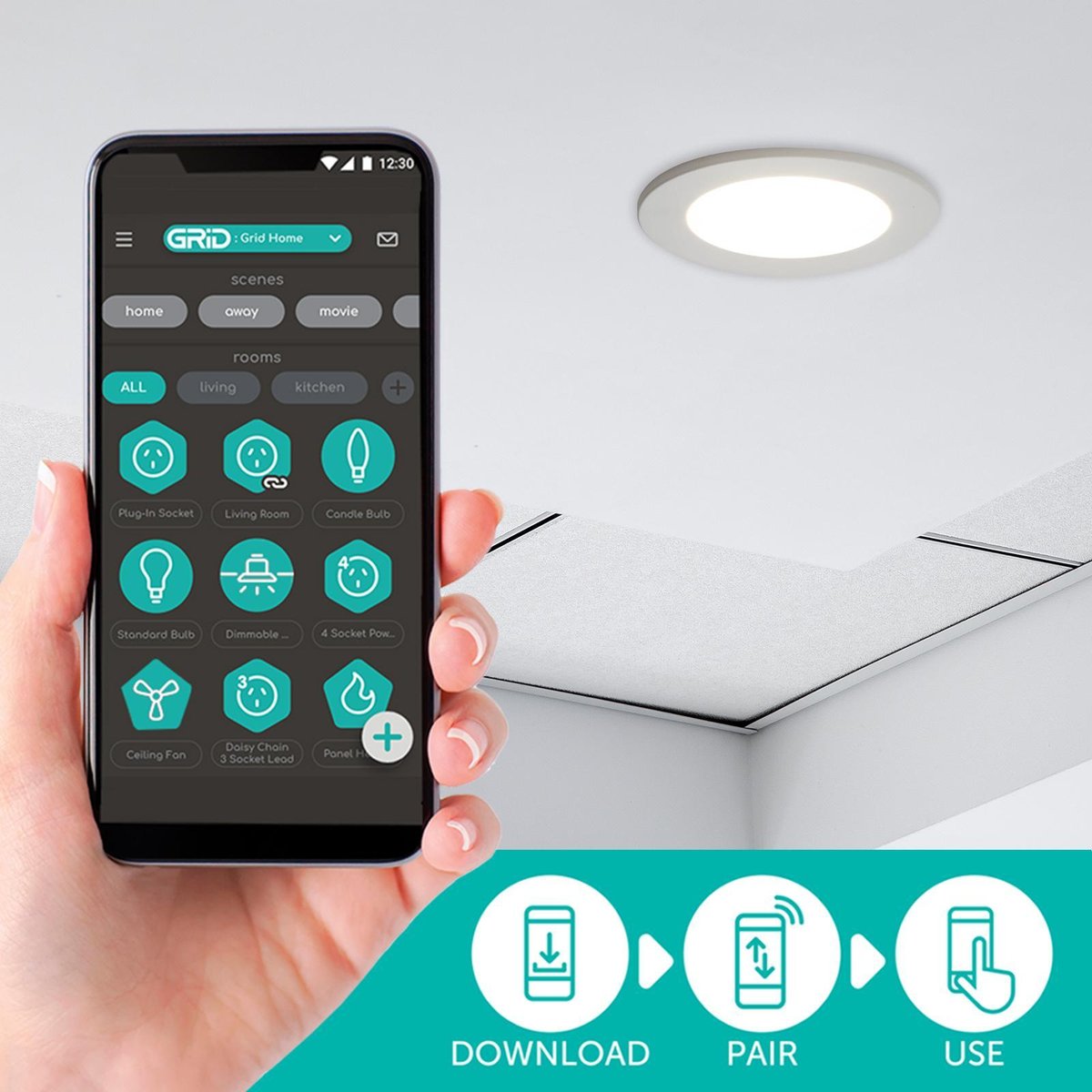 DETA 7W 660lm Grid Connect Smart LED Downlight Hardwired DET900HA
