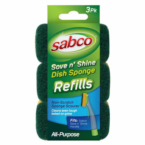 Sabco Save N' Shine Sponge Refill 3 Pack, All-Purpose Scourers