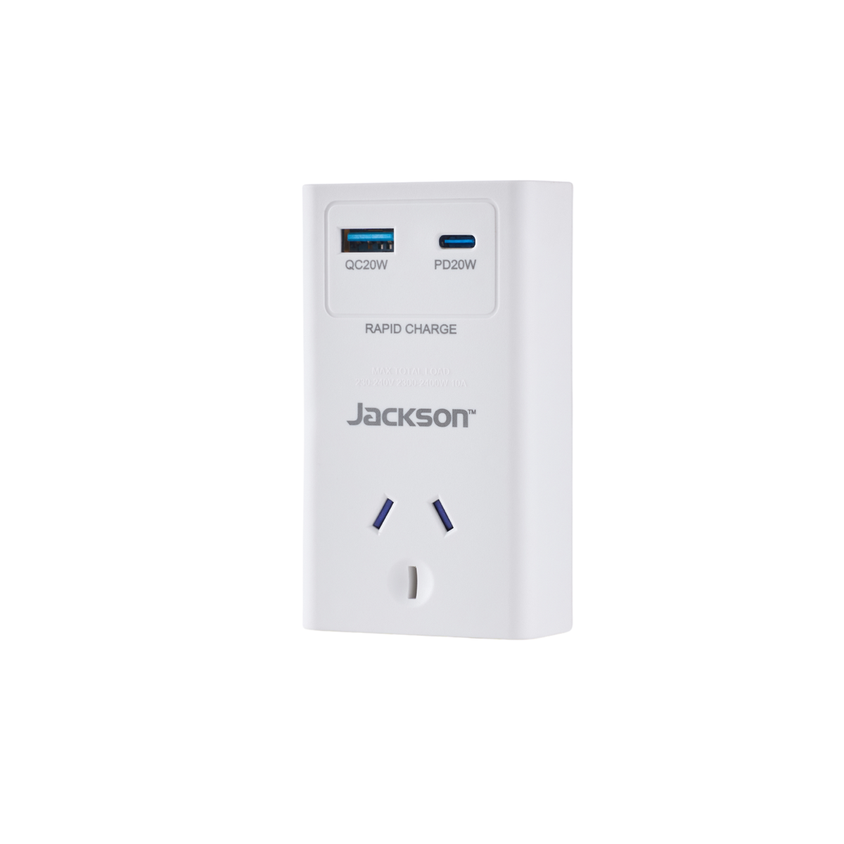 Jackson 1 Outlet Adaptor USB-C & USB-A 20W - Compact White 96mm - SuperSaverAU - view 4