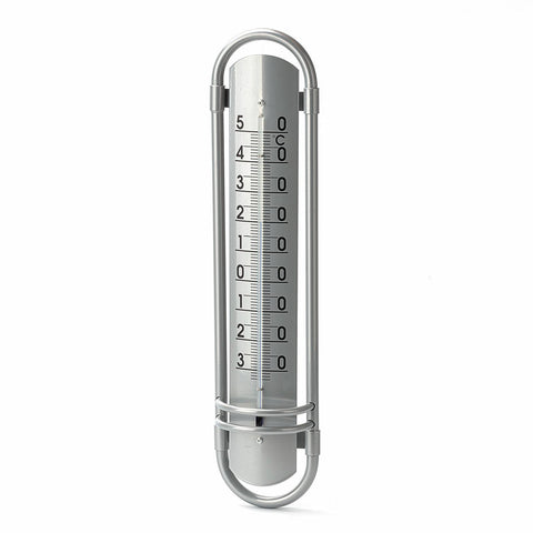 Holman 38cm Aluminium Wall Thermometer, Silver, Indoor / Outdoor