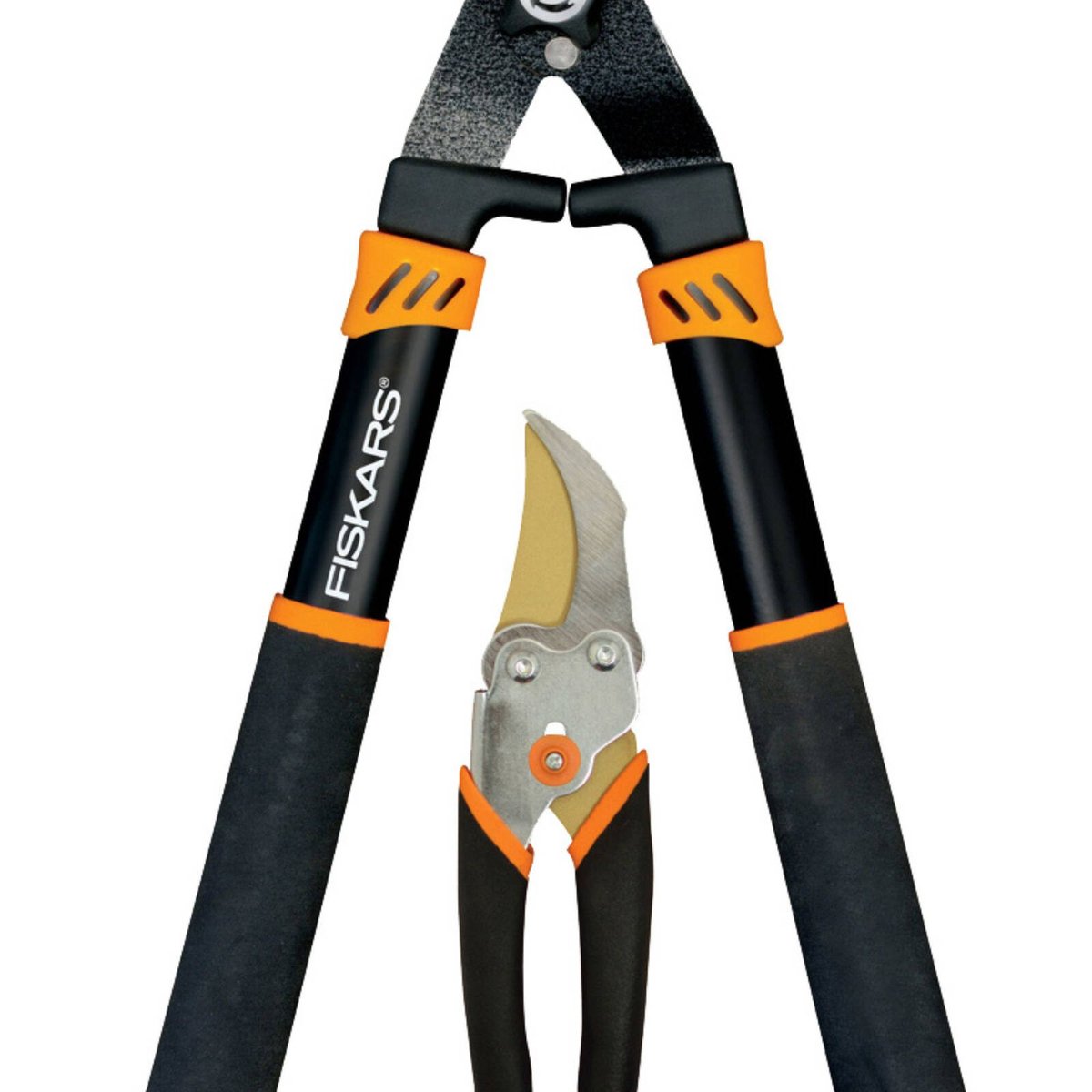 Fiskars Titanium Hedge Shear and Pruner Set 2 Piece, Titanium-Coated Wavy Blade, 16mm Cut