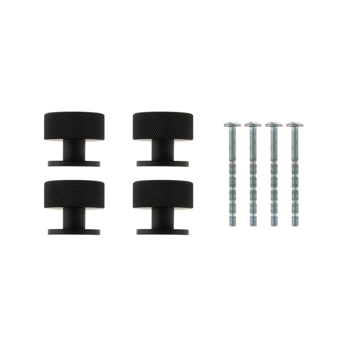 Taskmaster 32.5mm Knurled Matte Black Cabinet Knobs 4 Pack
