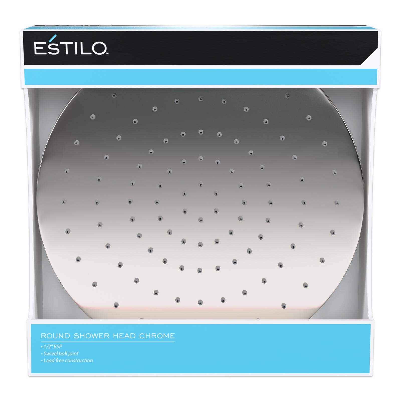 Estilo Chrome ABS Round Rain Shower Head, 9L/min WELS 3 Star