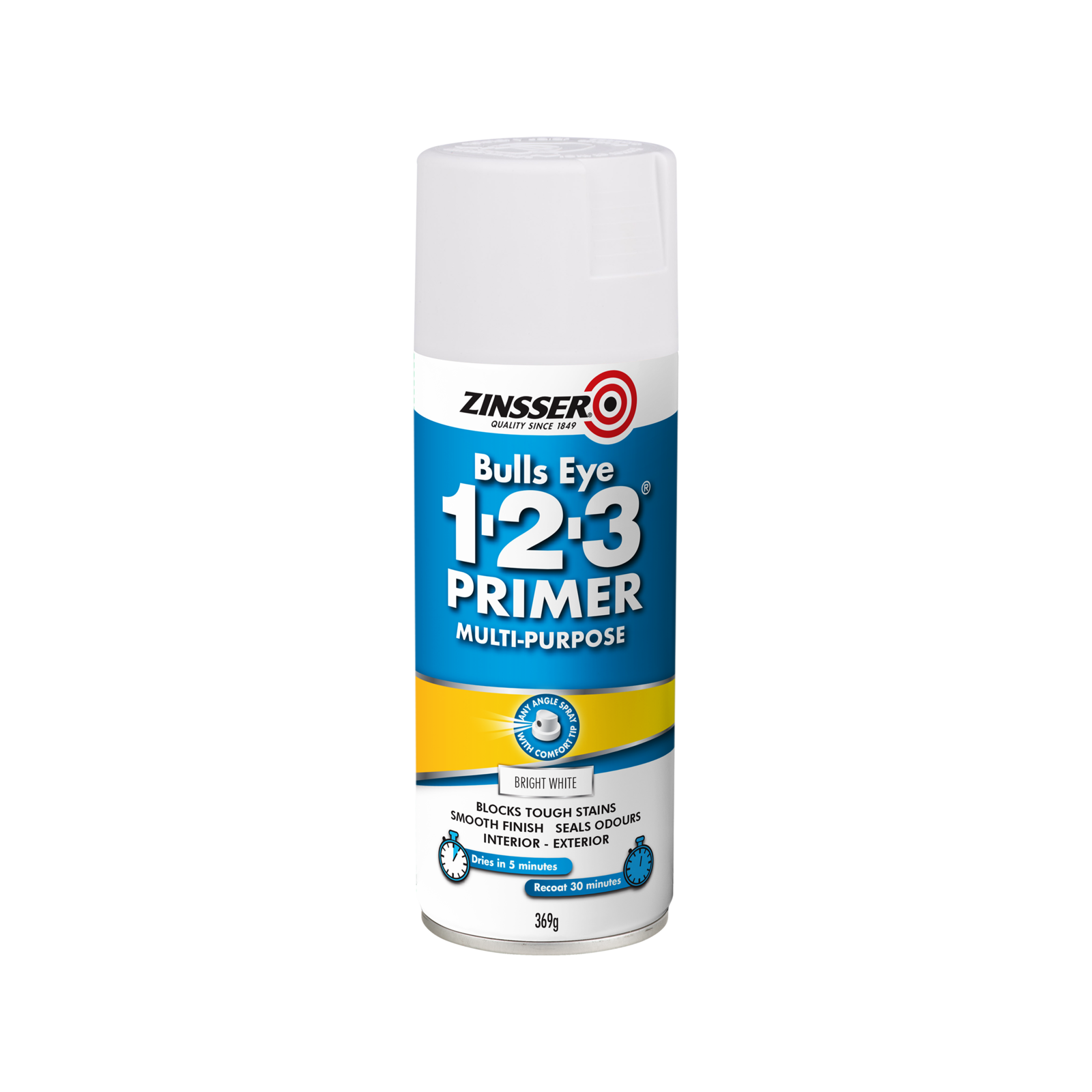 Zinsser Bulls Eye 1-2-3 Bright White Primer Sealer Spray 369g