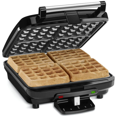 Cuisinart 4-Slice Belgian Waffle Maker - Black - Non-Stick Plates - Five Browning Settings - WAF-150XA