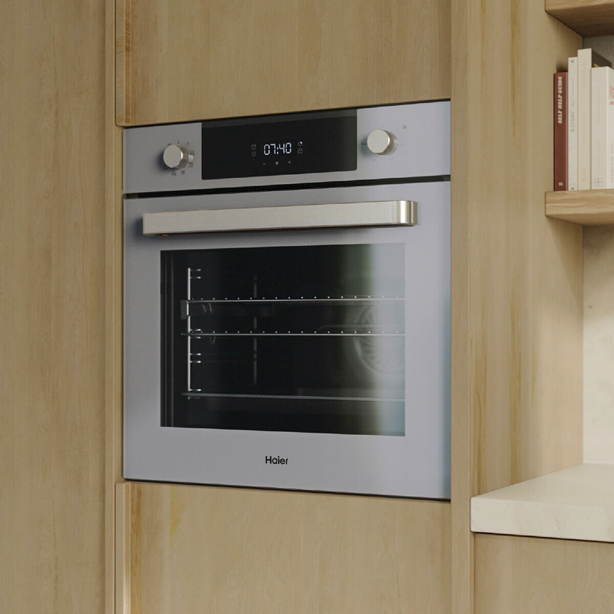 Haier 60cm 500 Series Oven - 70L, 7 Functions, Air Fry, Steam Assist, Grey Fascia - HWO60S7EG5