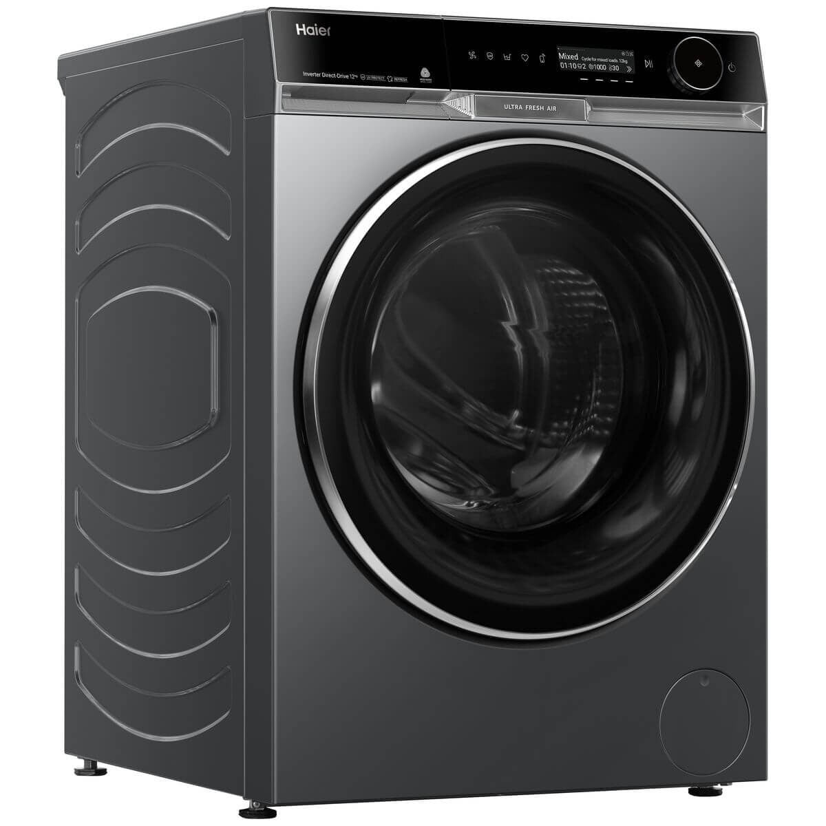 Haier 600 Series 12kg Front Loader - Dark Finish, Steam Care, UV Protect, 5 Star Energy - HWF12PXB2