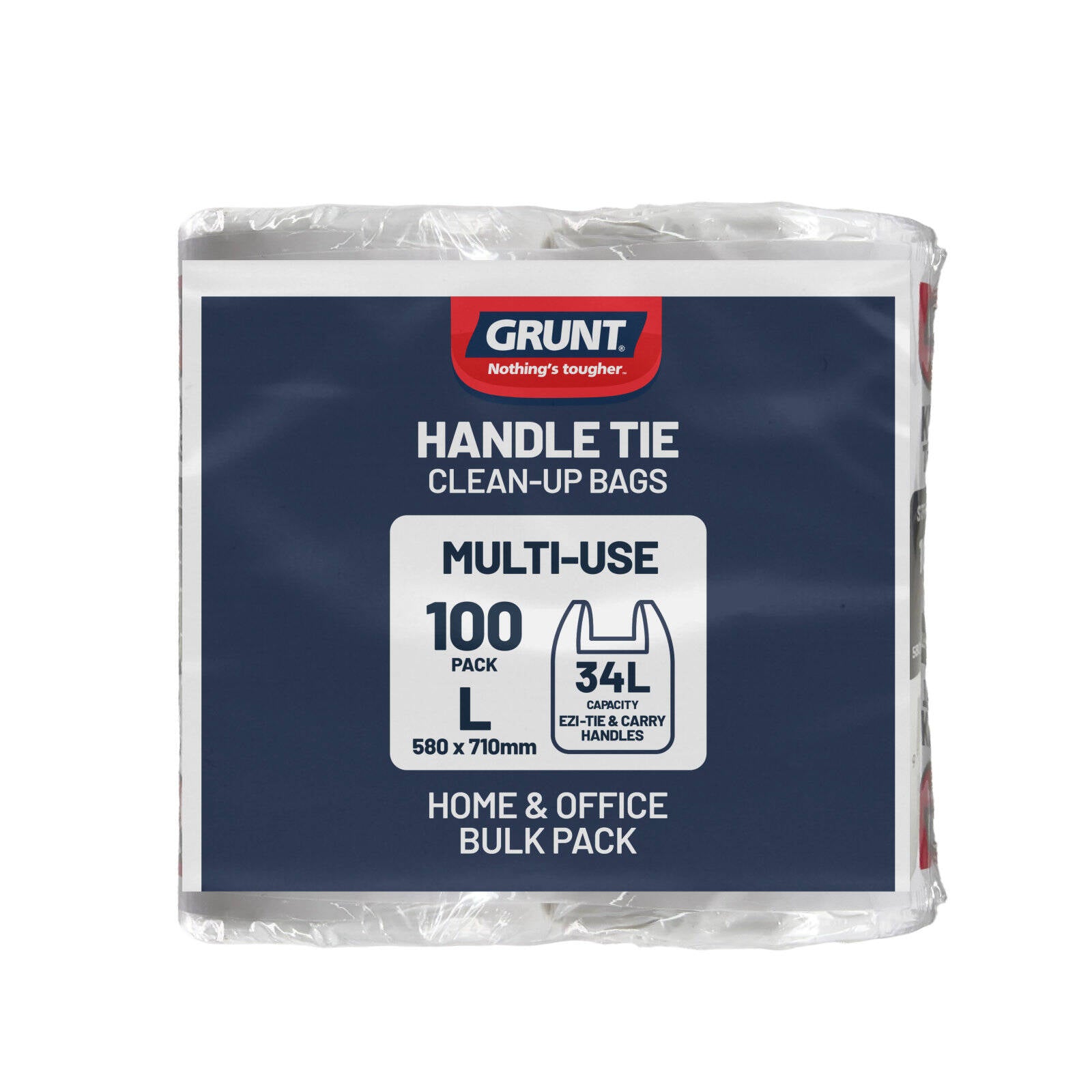Grunt 34L White Kitchen Tie Top Rubbish Bags 100 Pack