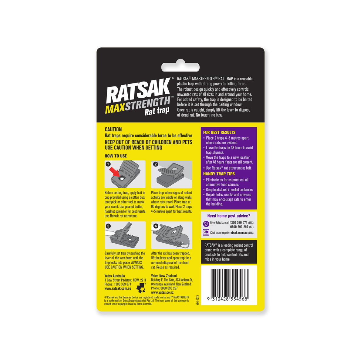 Ratsak Max Strength Reusable Rat Trap Poison Free Indoor Outdoor