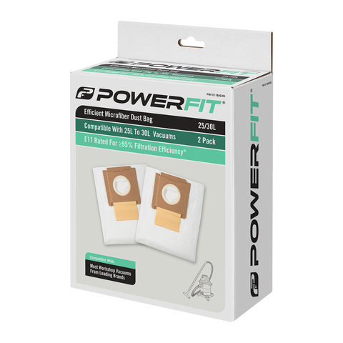 PowerFit 30L E11 Micro-Fibre Dust Bag PWF-E11BAG30L, Vacuum Accessory, 2 Pack