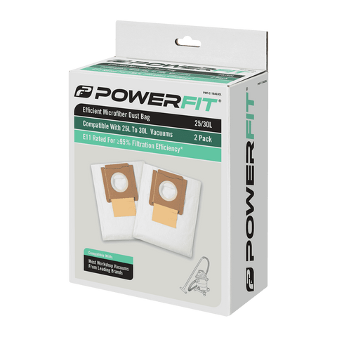 PowerFit 30L E11 Micro-Fibre Dust Bag PWF-E11BAG30L, Vacuum Accessory, 2 Pack