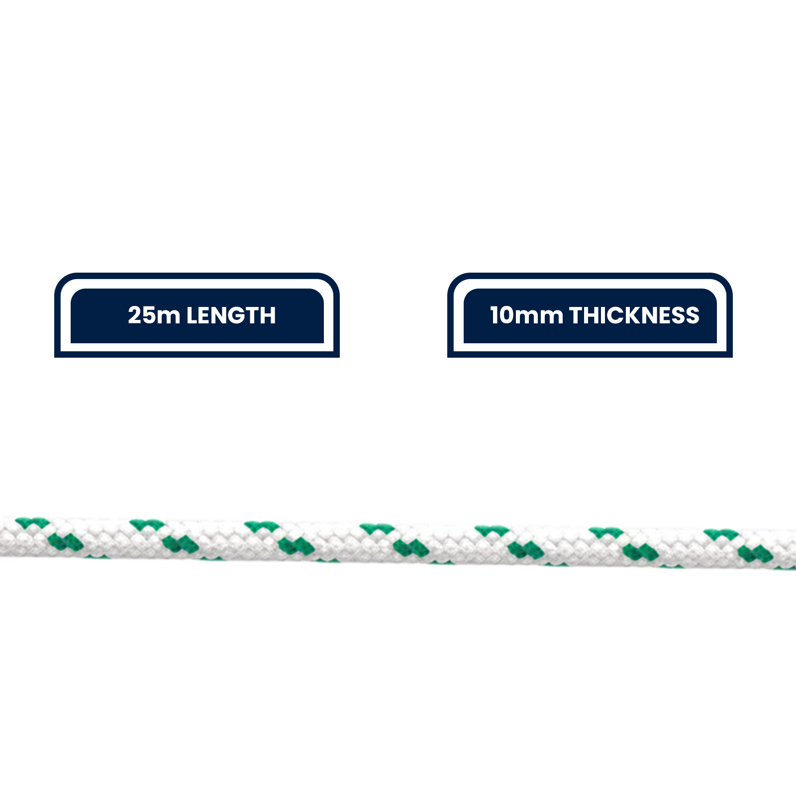 Grunt 10mm x 25m White and Green Braided Outdoor Rope 900kg