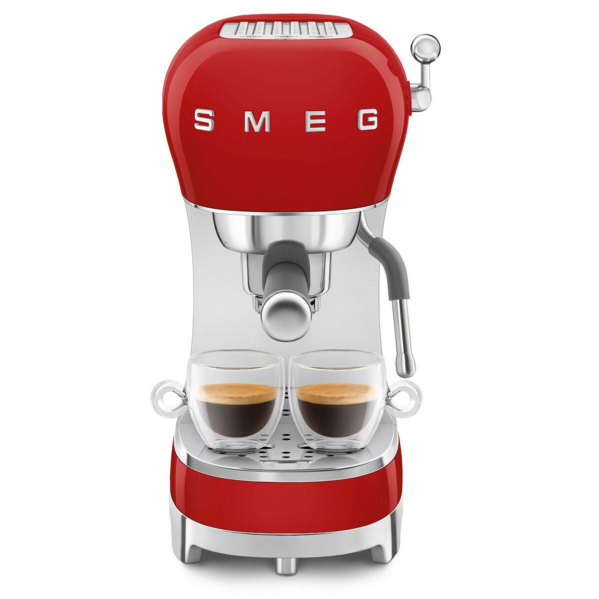 Smeg 50s Style Espresso Coffee Machine - 15 Bar, ThermoBlock, Steam Wand, Red - ECF02RDAU