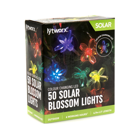 Lytworx 56410 50 Colour Changing LED Solar Blossom Fairy Lights - 4.9m - Weather Resistant