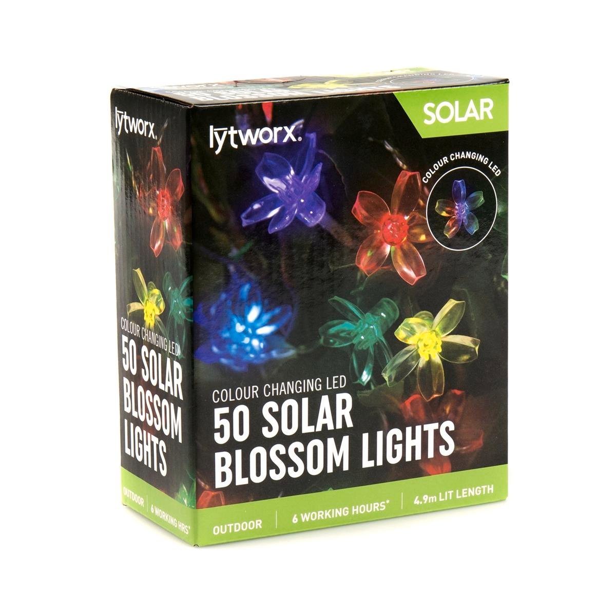 Lytworx 56410 50 Colour Changing LED Solar Blossom Fairy Lights - 4.9m - Weather Resistant