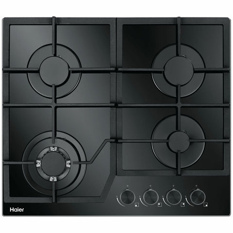 Haier 60cm Natural Gas On Glass Cooktop - Black Glass, Triple Ring Wok Burner, Flame Failure - HCG604WFCG3