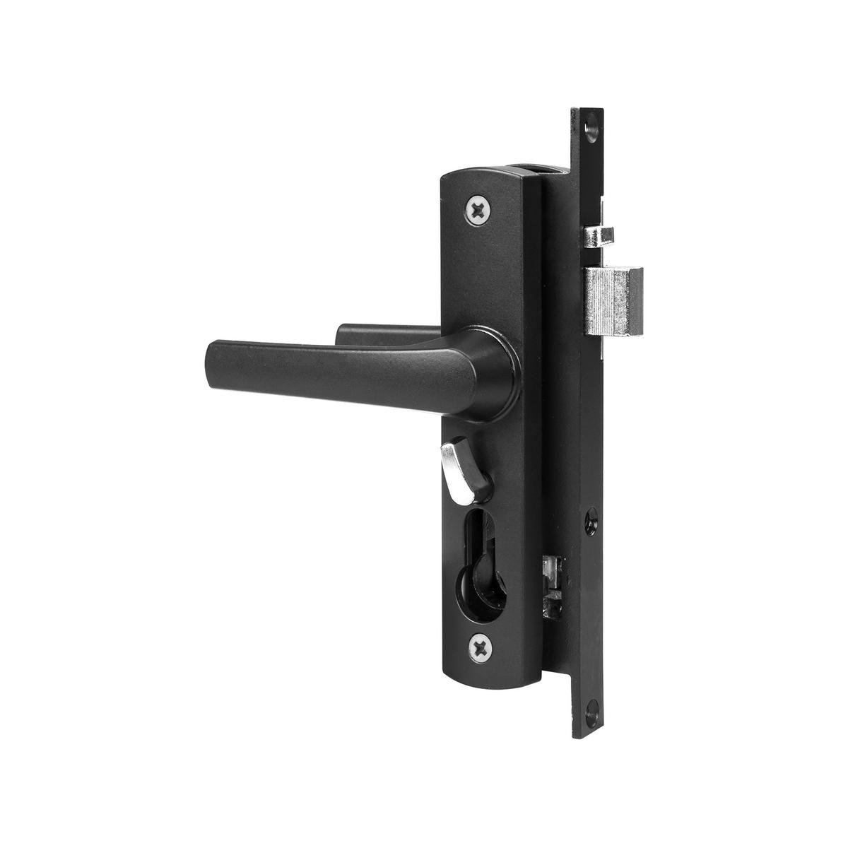 Rolltrak Black Non-Keyed Hinged Screen Door Lock, Alloy, Powder Coated Finish
