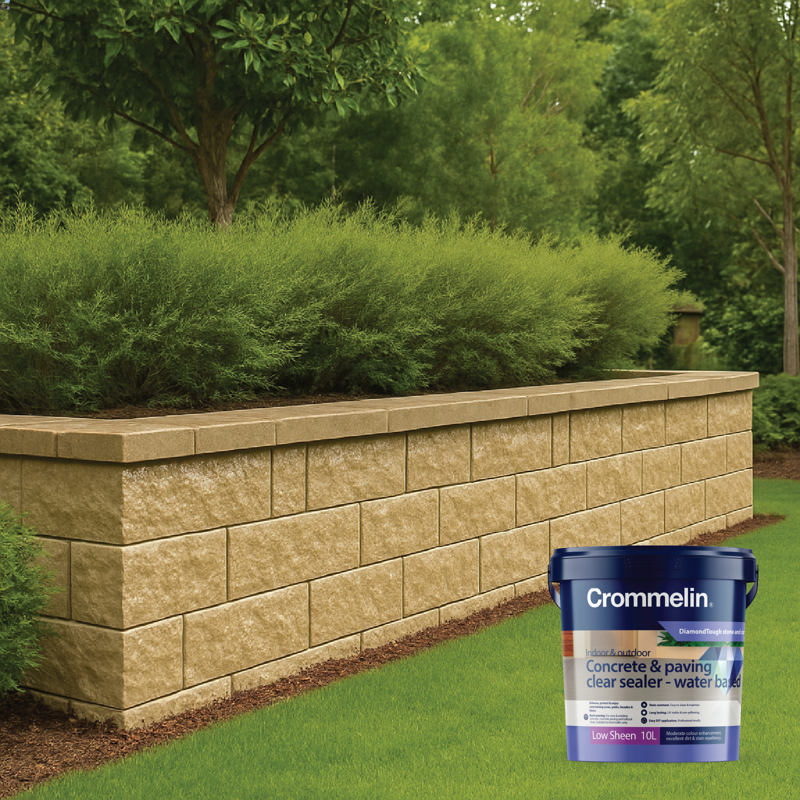 Crommelin DiamondTough Concrete & Paving Clear Sealer 4L - Water Based, Tintable