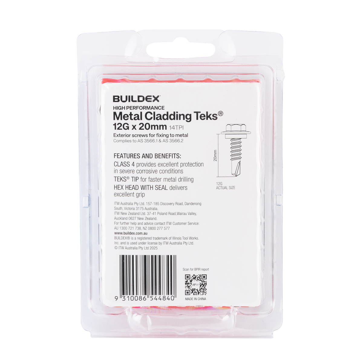 Buildex 12g x 20mm Cladding Fencing Teks Screws - 50 Pack - Self-Drilling - Corrosion-Resistant - SuperSaverAU - view 2