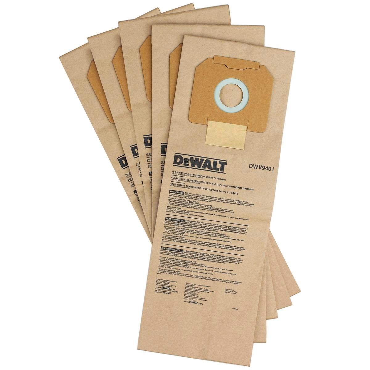 DeWALT Dust Paper Bag Non Reusable 5 Pack