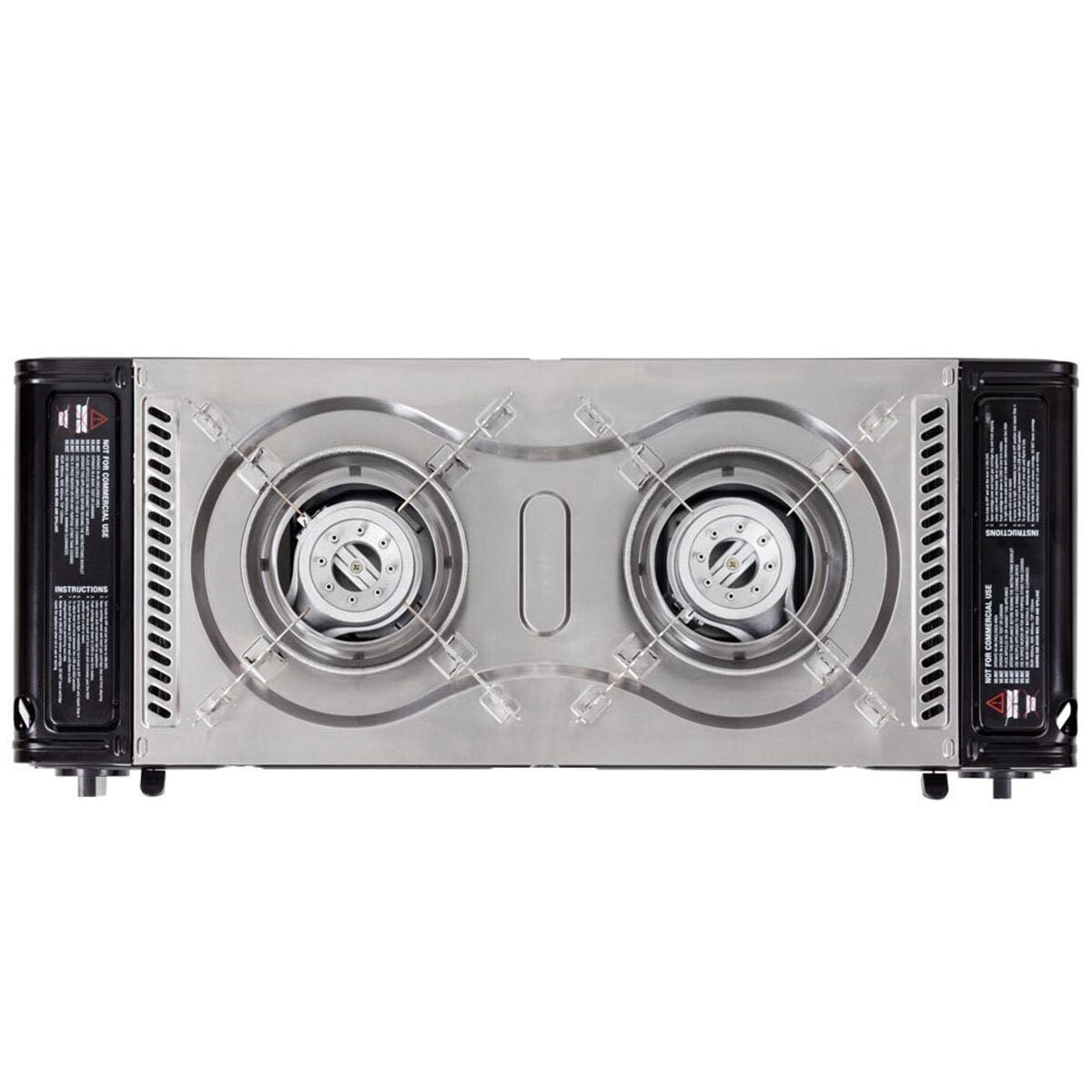 Gasmate Travelmate II deluxe twin portable butane stove - black, cast aluminium hotplate - CS6035