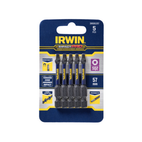 Irwin 57mm SQ2 Square Impact Pro Performance Screwdriver Bits 5 Pack