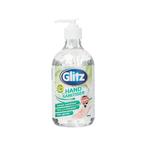 Glitz 500ml Waterless Hand Sanitiser, Rinse-Free, Clear PET Bottle
