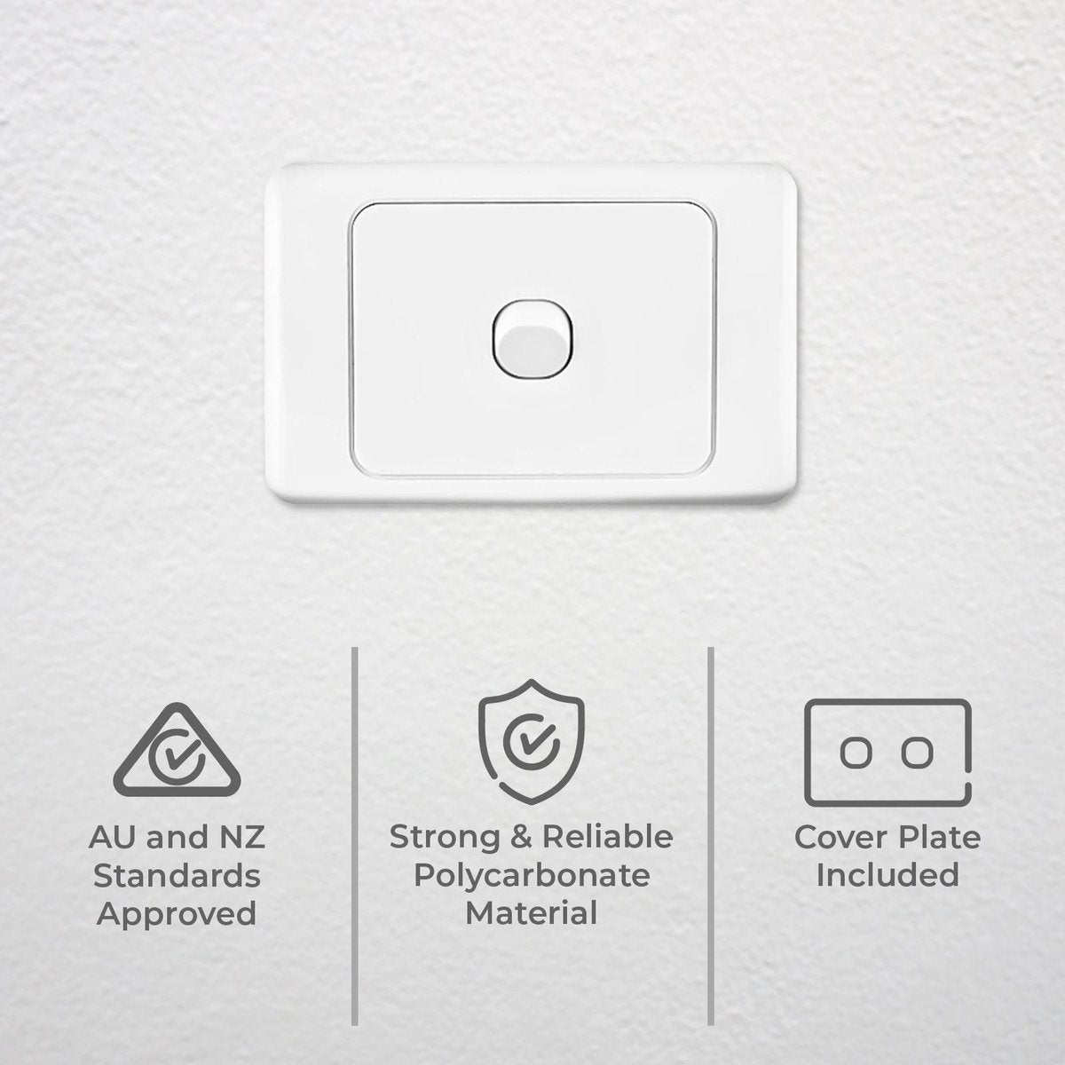 DETA Double Pole Single Switch 10A Polycarbonate White Surface Mount 6122B
