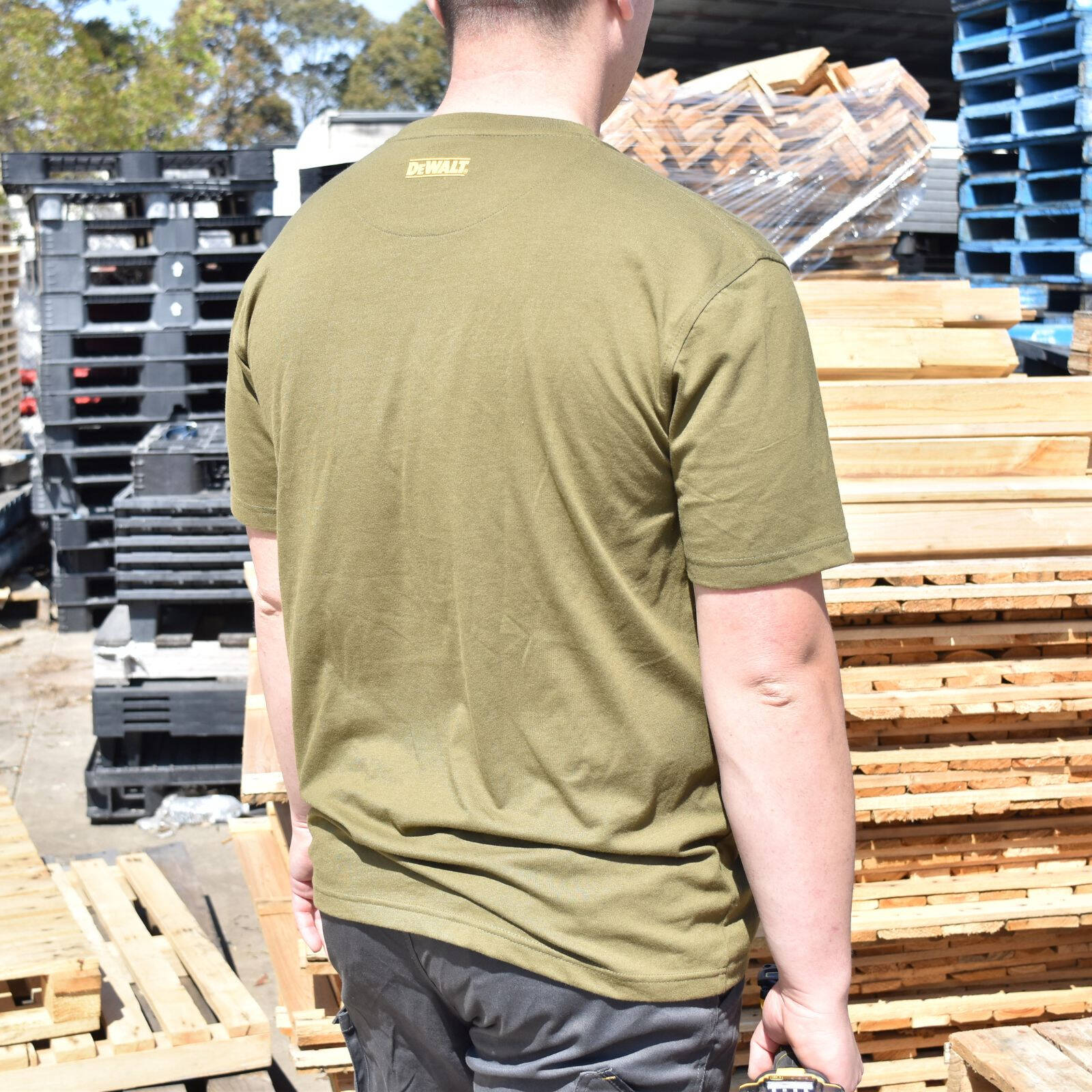 DeWALT Typhoon Crew Neck Work T-Shirt - Olive, Size L, Cotton/Polyester