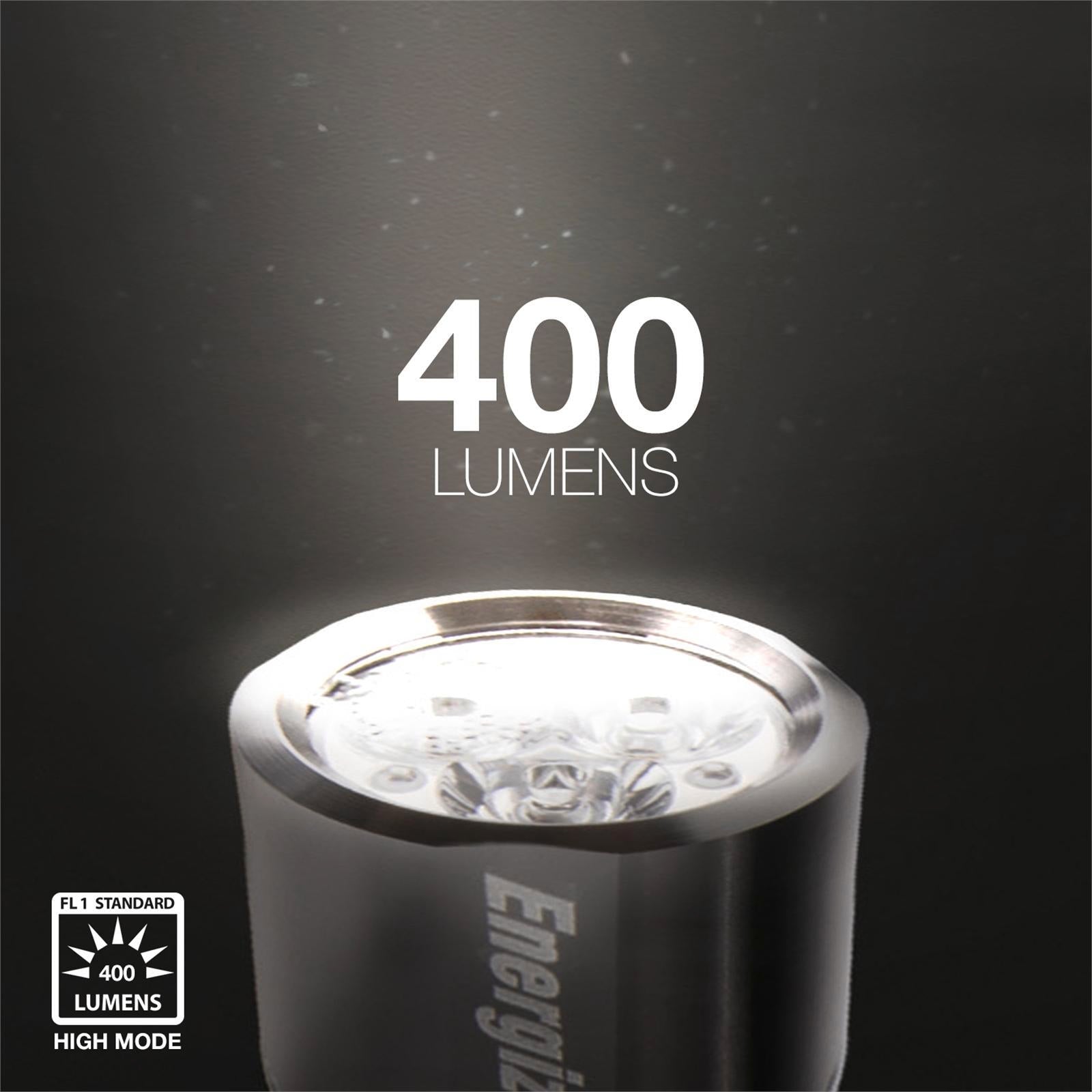 Energizer Vision HD 400 Lumen Metal LED Torch, Digital Focus & Strobe, Silver (PMHH21)