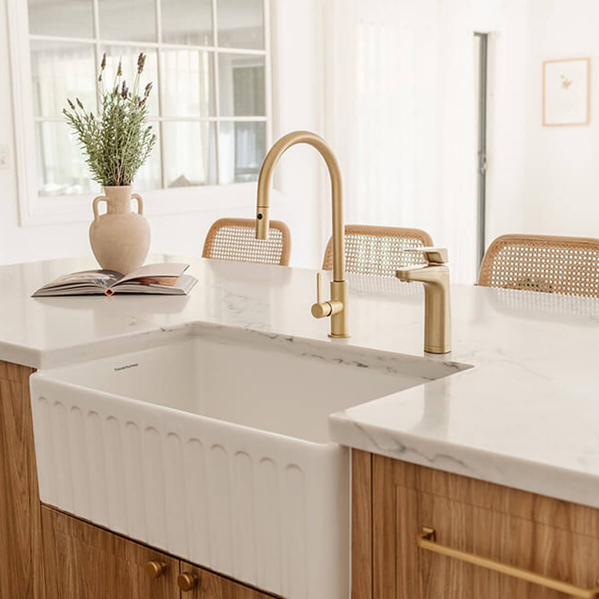 Turner Hastings Naples Pull Out Sink Mixer - Brushed Brass, Brass Body, Single Lever Handle - NA303PM-BB