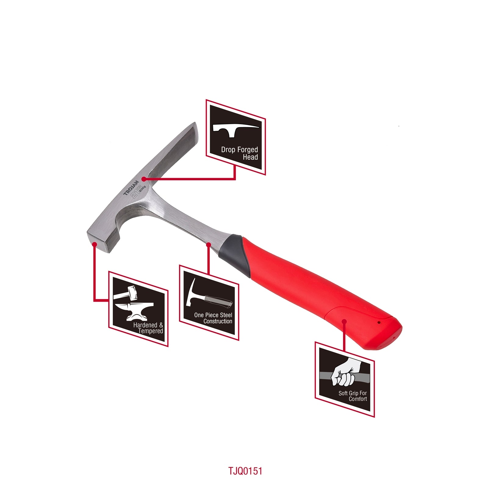 Trojan 600g Steel Handle Brick Hammer