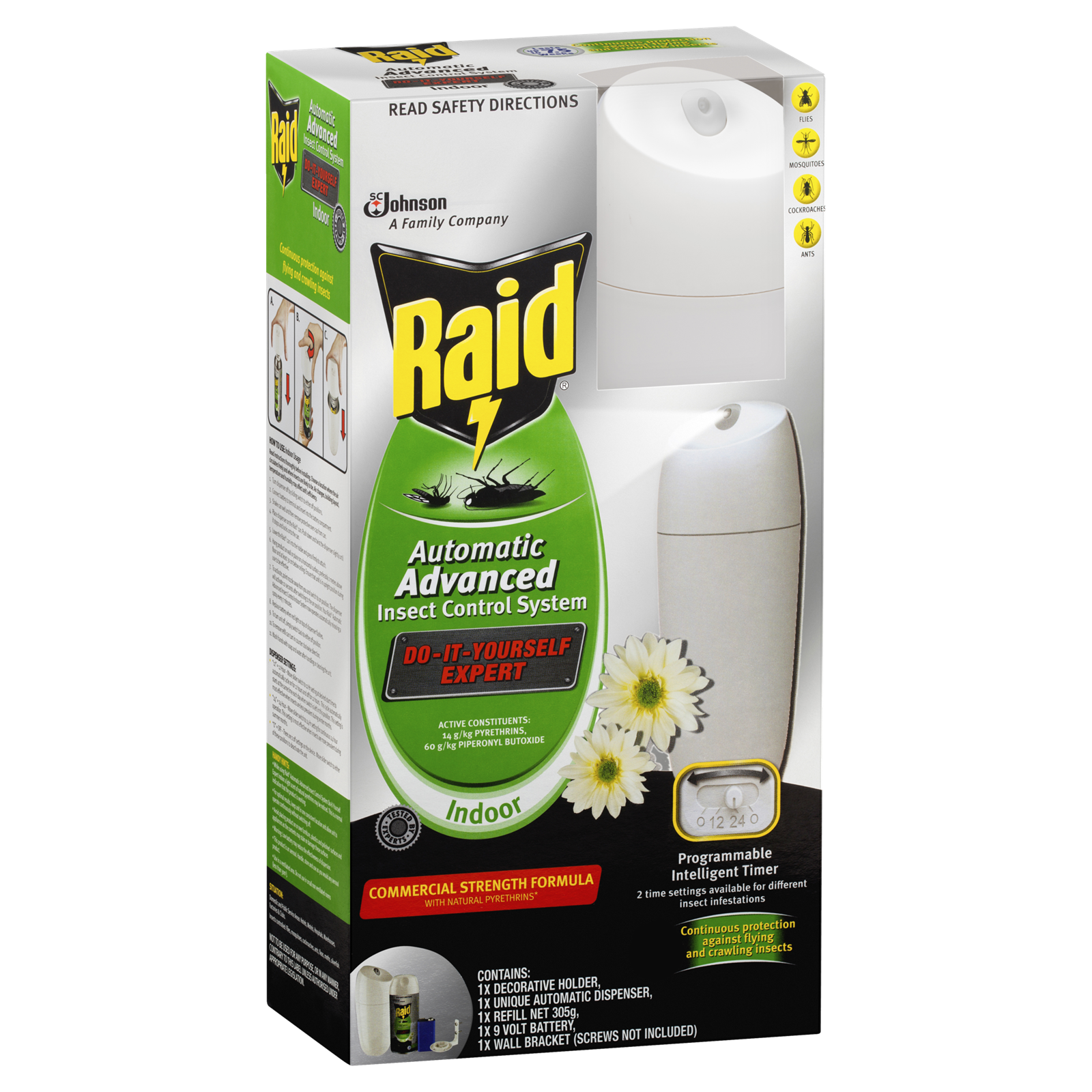 Raid Automatic Advanced Insect Control System - Indoor Dispenser for Flying and Crawling Insects