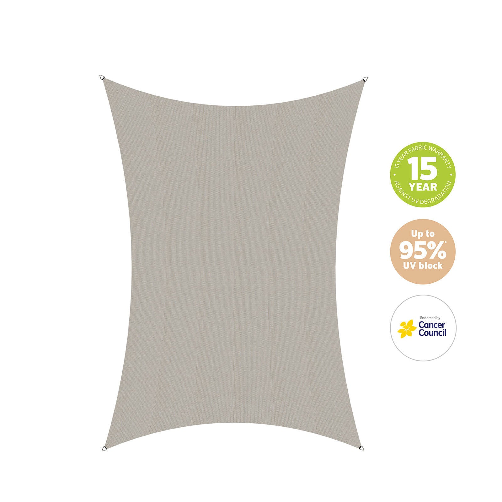 Coolaroo Shell 5 x 3m Rectangle Commercial Grade Shade Sail, HDPE, Up to 95% UV Block