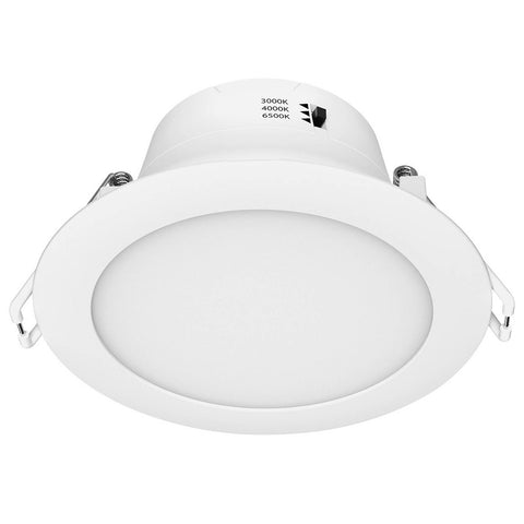 Arlec 9W 92mm Tri-Colour Dimmable LED Downlight, Flushed Lens, White 10 Pack ALD295P10