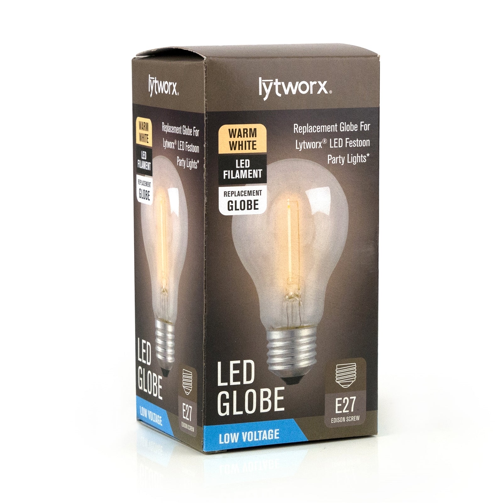 Lytworx 57288 Warm White Replacement Festoon LED Globe - 60mm - Glass & Aluminium - Indoor/Outdoor