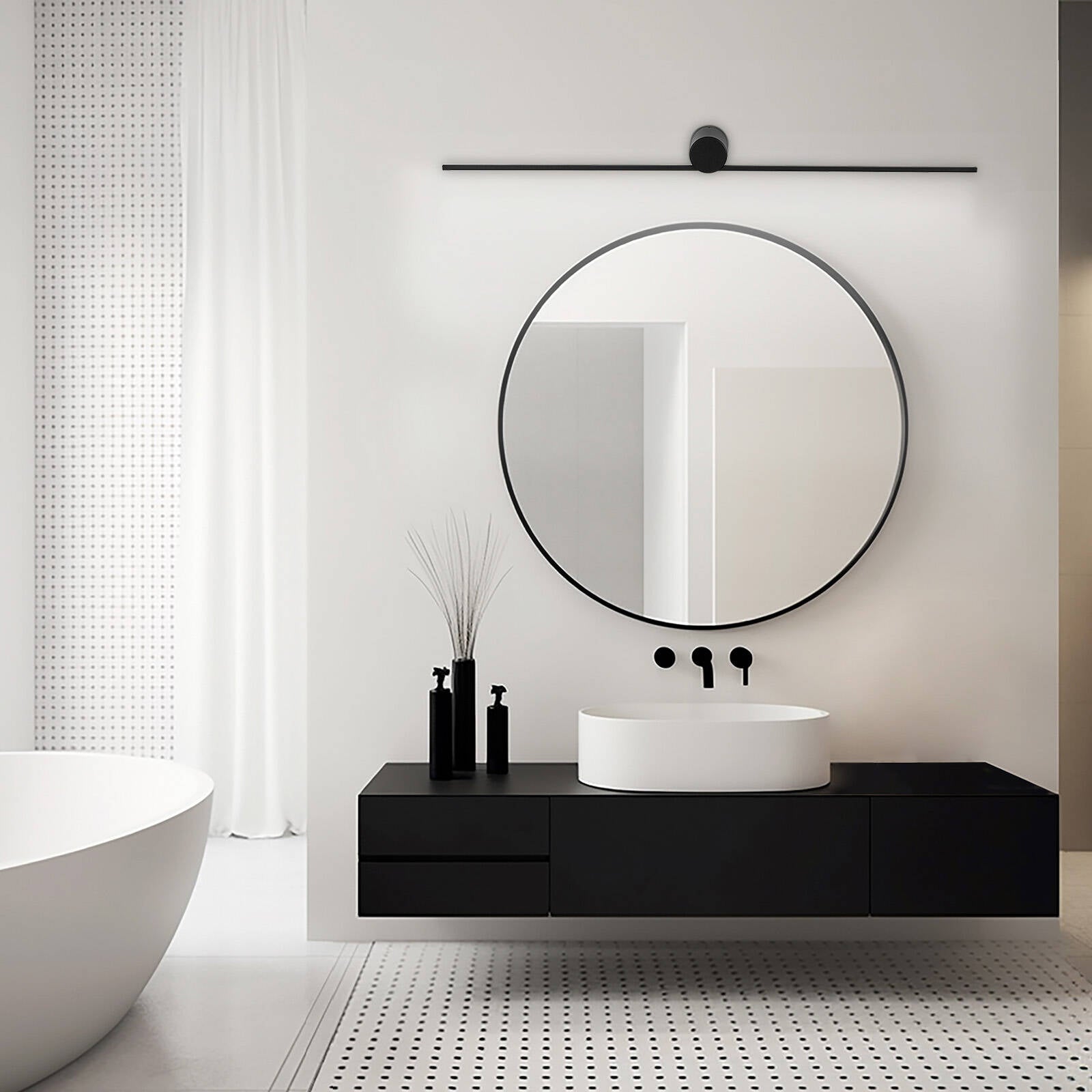 Brilliant Miro 90cm Black Matt LED Vanity and Wall Light Indoor 22383/06