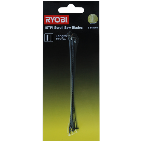 Ryobi 133 x 2mm 15TPI Scroll Saw Blade, Fine Finish, 5 Pack, Wood