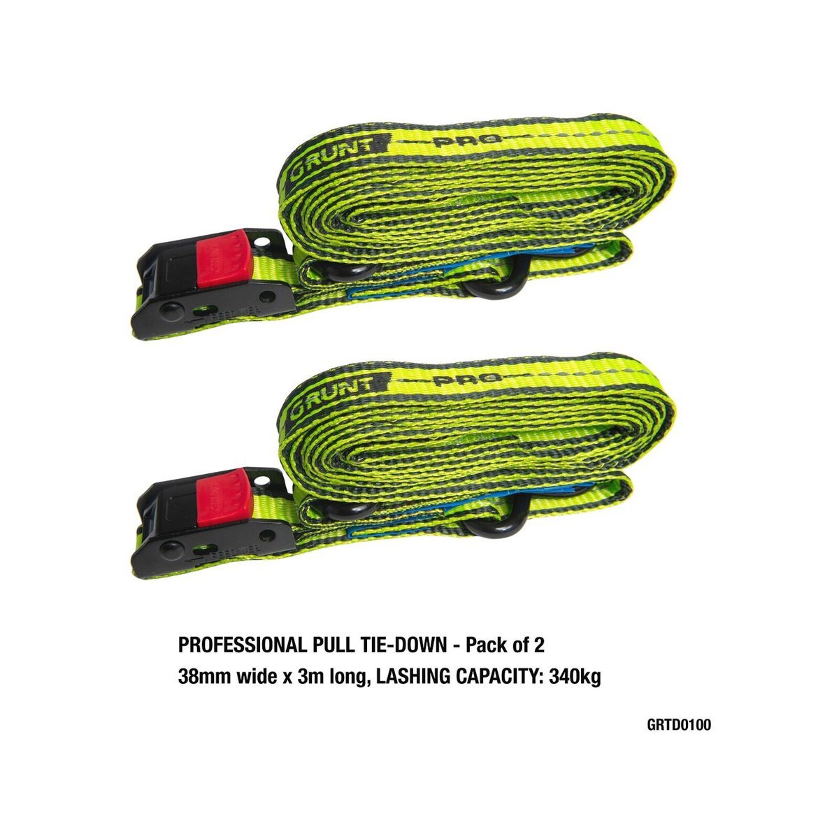 Grunt Pro Cam Buckle Tie Downs - 38mm x 3m - Reflective - 340kg - SuperSaverAU - view 4